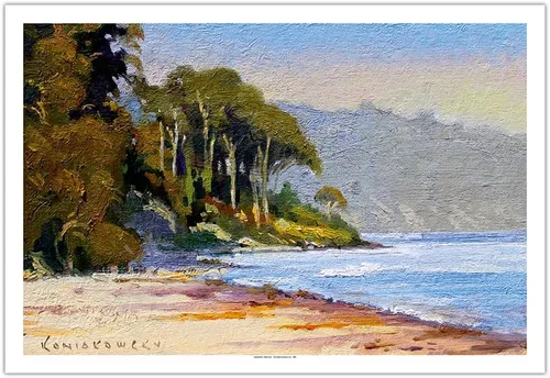 Vista 12 de Goleta Beach - Santa Barbara California - De una pintura original a color por Wade Koniakowsky - Impresión de papel mate de arte fino (sin marco)