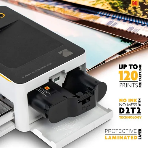 Vista 2 de Kodak Dock & Wi-Fi - Impresora fotográfica instantánea portátil de 4x6 pulgadas, impresiones a todo color de alta calidad - Compatible
