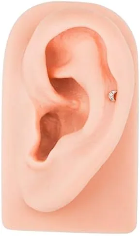 Vista 2 de FreshTrends Pendiente de cartílago de labret de oro de 14 quilates con forma de luna creciente 0079in