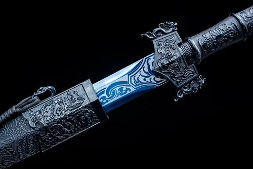 Vista 3 de LOONGSWORD Espada Han china forjada a mano con patrón azul – Acero de alto manganeso y mango de aleación de PC‑ABS, 40.6 pulgadas Espada