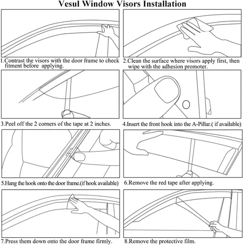 Vista 9 de Protector de lluvia adhesivo compatible con Toyota RAV4 2019-2025, protector de parabrisas de policarbonato, deflector de viento para ventana