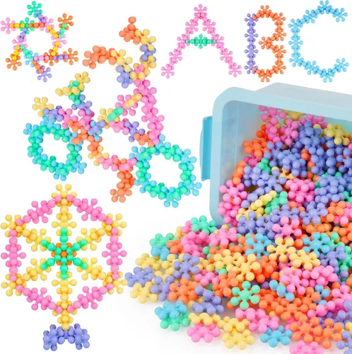 Vista 10 de Juguete educativo de bloques de construcción entrelazados de copo de nieve, 100 piezas para niños a partir de 3 años, plástico sólido multicolor
