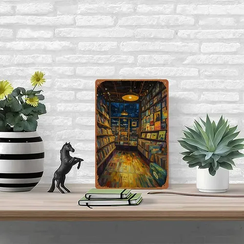 Vista 5 de Retro Vinyl Record Store Metal Sign Fun & Quirky Creative Wall Decor 8 * 12 Inches Poster For Office Living Room Bedroom Cafes & Gifts