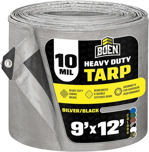 Vista 48 de Lona resistente impermeable Marrón/plata, 6' x 8' de 10 mil de grosor Lonas a prueba de rasgaduras Material de tejido grueso, resistente a