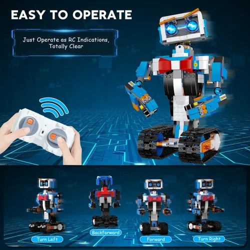 Vista 4 de okk Kit de robots, juego de robótica STEM para edades de 6 a 12 años, control remoto y de aplicaciones, programación y montaje de bricolaje.