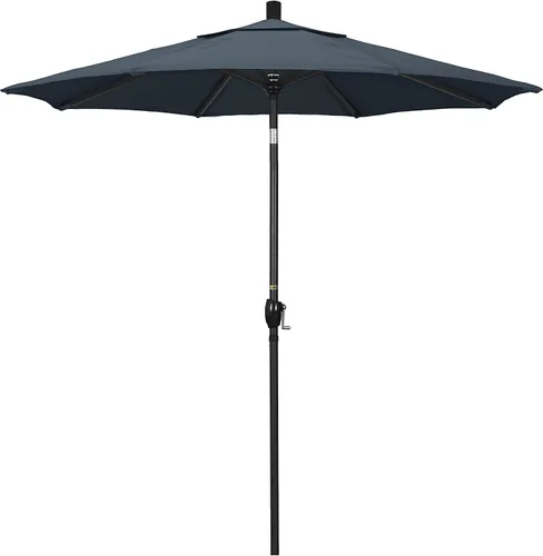 Vista 23 de California Umbrella Sombrilla redonda de aluminio de 7.5 pies, manivela para elevación, botón de inclinación, poste negro, azul marino Pacífica