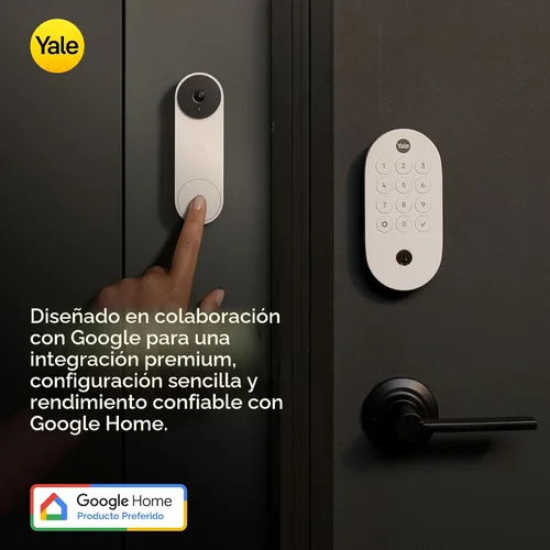 Vista 3 de Cerradura inteligente Yale con llave con Google Matter, color ceniza Keypad + app + key entry, Google Home app control, ANSI/BHMA Grade 2, Fits
