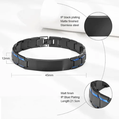 Vista 5 de VNOX Pulsera de eslabones de acero inoxidable personalizada para hombre, elegante pulsera de cadena de eslabones cuadrados de dos tonos