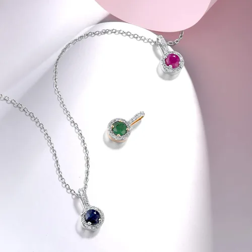 Vista 3 de Santuzza Colgante delicado de oro macizo de 10 quilates con piedra preciosa solitaria de diamante genuino sin cadena para mujer, Metal Piedra