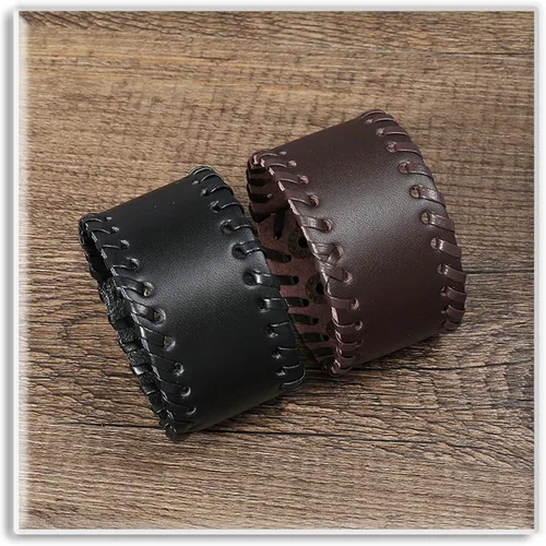 Vista 5 de Xusamss Pulsera de cuero punk, pulsera ajustable a presión