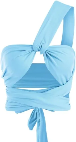 Vista 5 de ZAFUL - Ombliguera cruzada estilo halter de tejido acanalado para mujer camiseta sin mangas tipo con diseño fruncido y con lazos