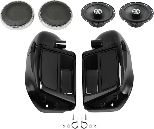 Vista 7 de XMT-MOTO Carenado inferior ventilado de pierna refrigerado por aire con altavoces y rejillas de 6.5 pulgadas para modelos Harley Touring Road King