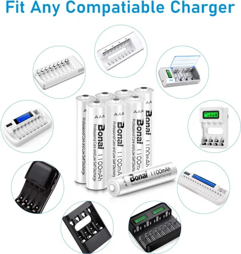 Vista 7 de BONAI AAA Baterías recargables 24 unidades, 1100mAh 1.2V Ni-MH alta capacidad triple A batería