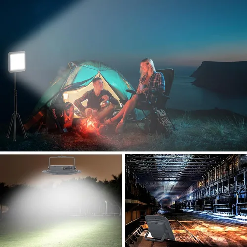 Vista 8 de Luz solar de trabajo LED recargable de 150 W, 16000 mAh, 15000 LM, paneles solares dobles (carga del 50% en un día bajo el sol), con brillo continuo