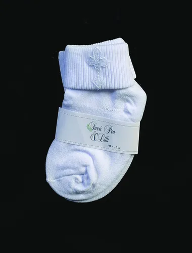 Vista 4 de Calcetines de Bautismo Blanco - Calcetines y Zapatos de Bautizo para Niños - Calcetines de Bautismo para Niña - Accesorios de Bautizo para Niña