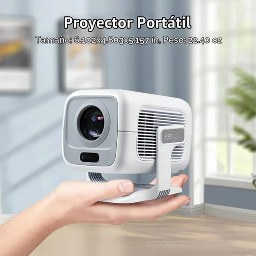 Vista 9 de Mini proyector con wifi y bluetooth pequeño, compatible con proyector portátil 4K 1080P Android 11,200 lúmenes ANSI, rotación de 180°, corrección