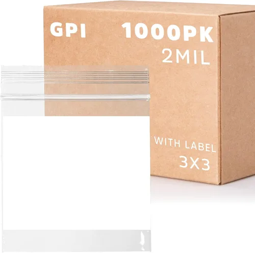 Vista 16 de GPI - Mini bolsas con cremallera de 1 x 1 pulgada, paquete de 100 bolsas de plástico transparente con cierre con cremallera con bloque blanco