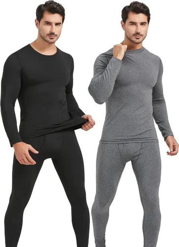 Vista 6 de UNIQUEBLLA Long Johns Conjunto de Ropa Interior Térmica para Hombre Capa Base Térmica para Clima Frío Parte Inferior y Superior 2set negro