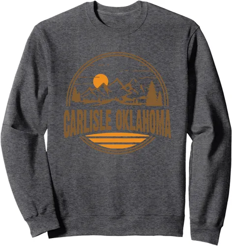 Vista 5 de Sudadera vintage Carlisle, Oklahoma Mountain Hiking Souvenir Print, Negro