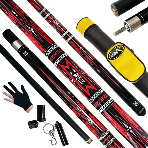 Vista 11 de Tai ba cues Juego de 2 tacos de billar con estuche, punta de cuero multicapa de 13 mm, 58 pulgadas, palo de billar profesional de madera de arce