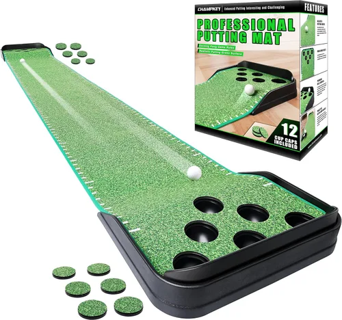 Vista 9 de CHAMPKEY Golf Putting Green Indoor - Advanced Guides Golf Putting Mat - Enhance Putting Accuracy and Challenge