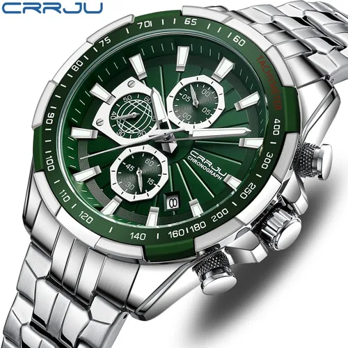 Vista 2 de CRRJU Men's Minimalist Casual Luxury Auto Date Watches Fashion Business Japan Movement Quartz Waterproof Wristwatches for Men Stainsteel Steel Band