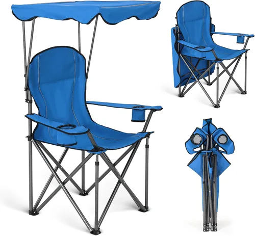 Vista 4 de ALPHA CAMP Sillas de camping con toldo resistente con sombrilla ajustable Heavy duty 400 LBS, Steel Frame, Sturdy, Ergonomic,600D Oxford fabric