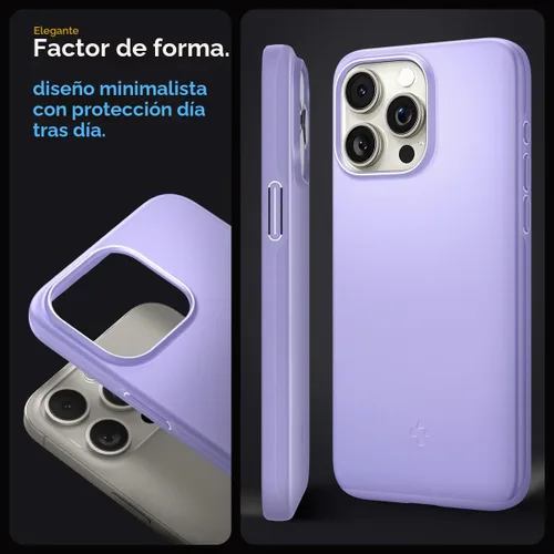 Vista 3 de Spigen Funda delgada diseñada para iPhone 15 Pro Max (2023) [carcasa dura] [protección de grado militar] - morado iris