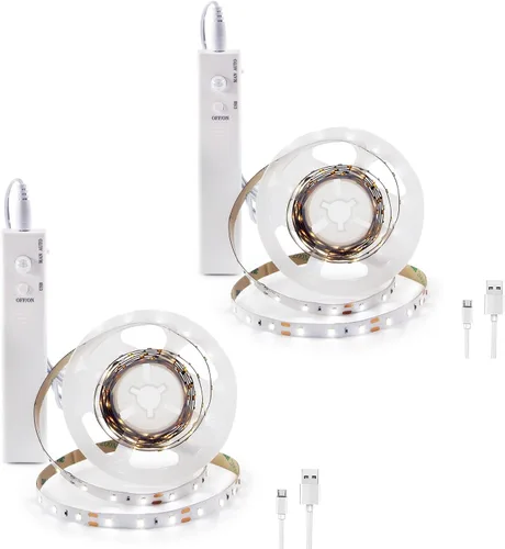 Vista 11 de VST Tira de luces LED de 2 metros, luz de cinta LED con sensor de movimiento y operada a batería para armario, escaleras, dormitorio