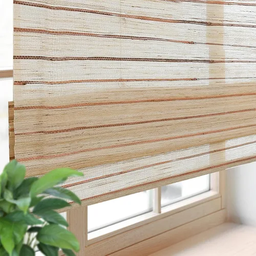 Vista 16 de Persianas de Bambú Opacas sin Cordón para Ventanas, Persianas Romanas de Filtrado de Luz con Cenefa de 6 Pulgadas de Alto, con Forro Oscurecedor