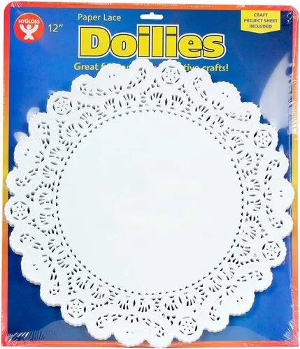 Vista 4 de Hygloss Doilies redondos de papel, 36 piezas, 12 pulgadas, tapabocas decorativos de encaje blanco, desechables y seguros de grado alimenticio