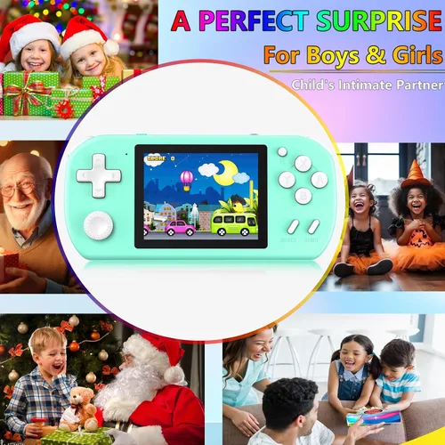 Vista 6 de Juegos de Mano para Niños con 218 Juegos de Video Integrados, Juguetes de Viaje Portátiles para Niños de 4 a 13 Años con Batería Recargable, Cian