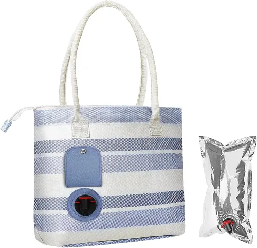 Vista 8 de Tirrinia Bolsa de vino, enfriador de playa para regalo de viaje, bolsa de viaje con boquilla para picnic, BYOB, fiesta, cena, piscina