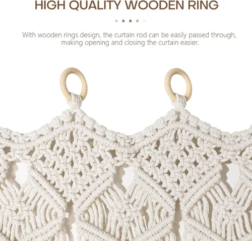 Vista 5 de Cortina bohemia de macramé hecha a mano con borlas, gran macramé para colgar en la pared, divisor de habitación para sala de estar, dormitorio