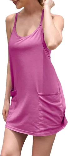 Vista 4 de UNIANKIYA Enterizo de entrenamiento para mujer con pantalones cortos debajo, sin mangas, tirantes delgados, trajes atléticos, trajes casuales