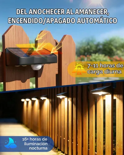Vista 8 de Paquete de 12 luces solares para valla de cubierta al aire libre