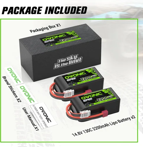 Vista 6 de OVONIC 4S LiPo Batería 2200mAh 14.8V 130C Corto RC Batería con Dean Estilo T Conector
