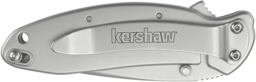 Vista 4 de Cuchillo de bolsillo Kershaw Scallion, negro y gris, hoja de 6,1 cm de acero inoxidable Drop Point, EDC con apertura asistida, doble bloqueo, hecho