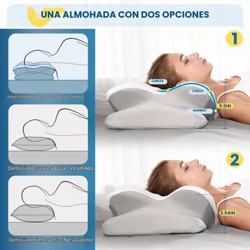 Vista 4 de Almohada cervical para cuello y hombro, almohada de espuma viscoelástica de contorno, almohada ergonómica de apoyo para el cuello para espalda