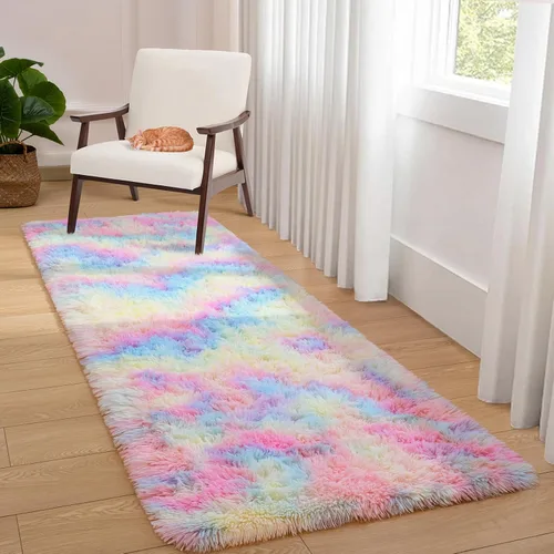 Vista 104 de Softlife Alfombra naranja para dormitorio, alfombra de felpa esponjosa para sala de estar para niñas, alfombra lanuda para niños, alfombra suave