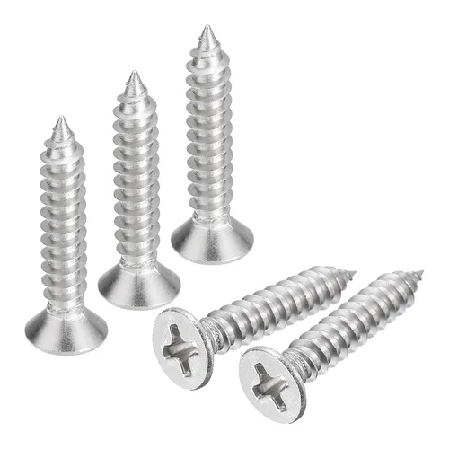 Vista 8 de uxcell Tornillos de chapa metálica de cabeza plana #6x1, 50 tornillos de madera Phillips Drive Tornillos de acero inoxidable 304 Autoperforantes