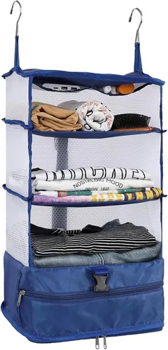 Vista 35 de Surblue Bolsa de Almacenamiento para Viaje con Estantes Colgantes, Cubo de Empaque de Compresión para Maleta Plegable con Capa Extensible de Gran