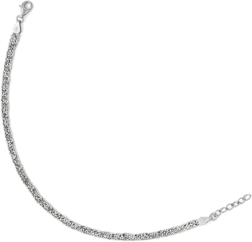 Vista 2 de 4mm Tres Strand Tobillera En plata de ley con textura, 910inch