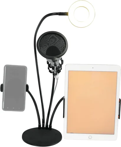 Vista 2 de LIVESHOW4LTM Social Media YouTube Streaming Selfie Light+Teléfono+Mic+Tablet Holder