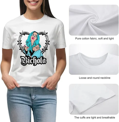 Vista 5 de Camisetas casuales para mujer, camiseta gráfica de moda, cuello redondo, camiseta de verano