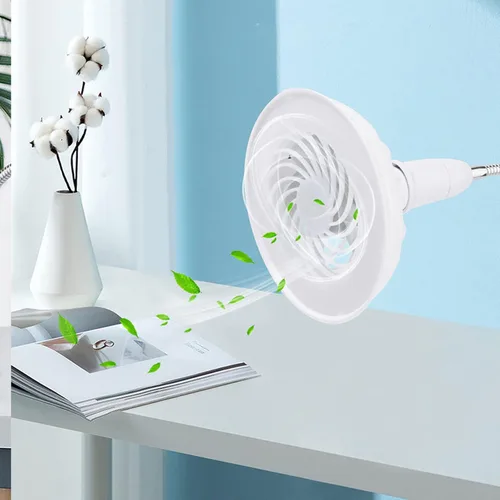 Vista 4 de Ventilador de techo de 5.79 "con luz de 3 modos de ajuste de ventilador de techo de perfil bajo E27 con tapa para dormitorio cocina