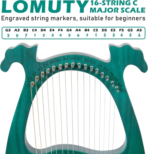 Vista 2 de Arpa de lira 16 cuerdas de metal con llave de afinación instrumentos de arpa, arpa de lira es una buena opción para los amantes de la música