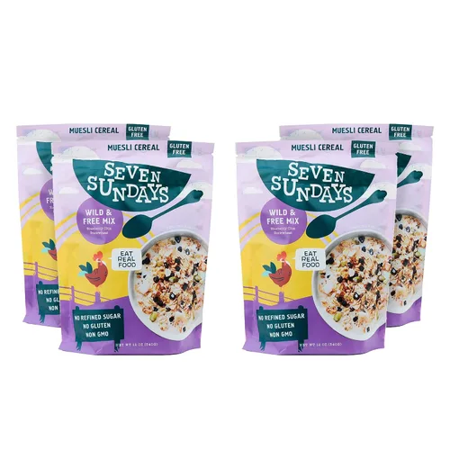 Vista 6 de Seven Sundays Farmers Market - Cereal orgánico Muesli de grosella y almendra, bolsa de 12 onzas, certificado sin gluten, sin OMG, sin azúcar