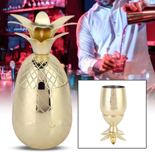 Vista 4 de Coctelera, elegante mezclador de bebidas para bar en casa, acero inoxidable, chapado en oro, 1 pieza