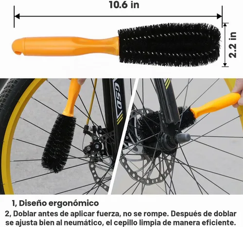 Vista 3 de Juego de herramientas de limpieza de bicicletas de 7 piezas, kit de cepillo limpio para bicicleta, adecuado para montaña, carretera, ciudad